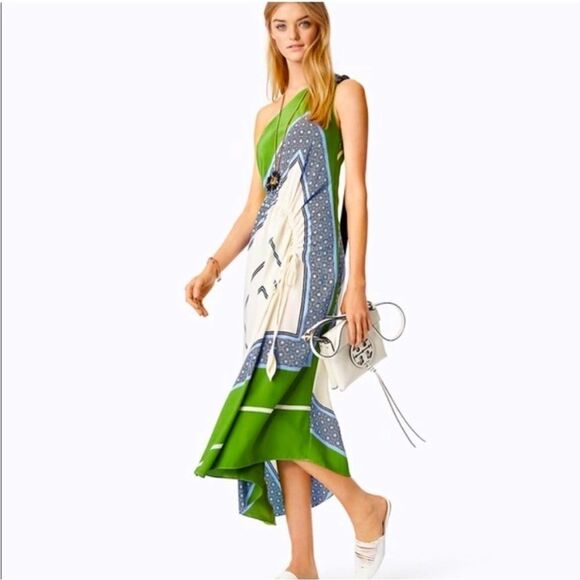 Tory Burch Sloane One Shoulder Handkerchief Dress 0 - Picture 3 of 11